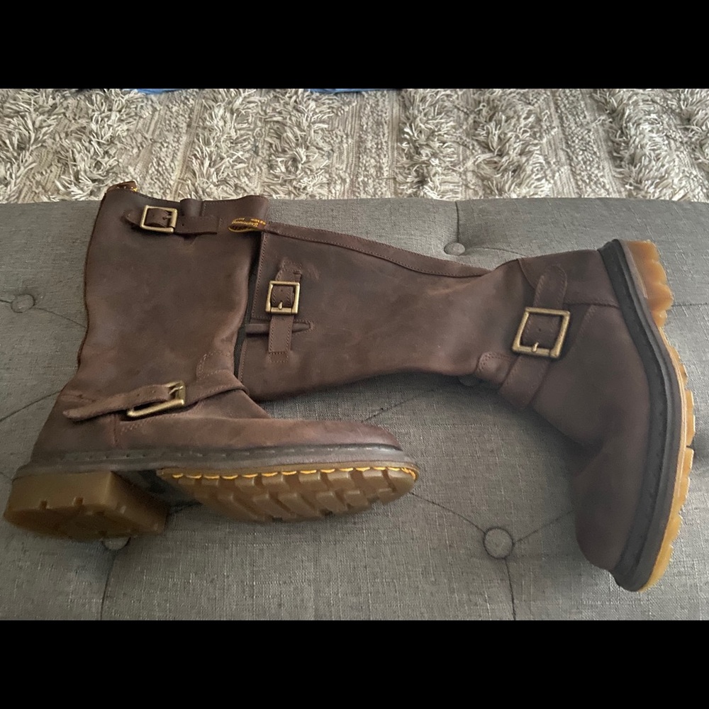 Women’s Dr. Martens brown boots.